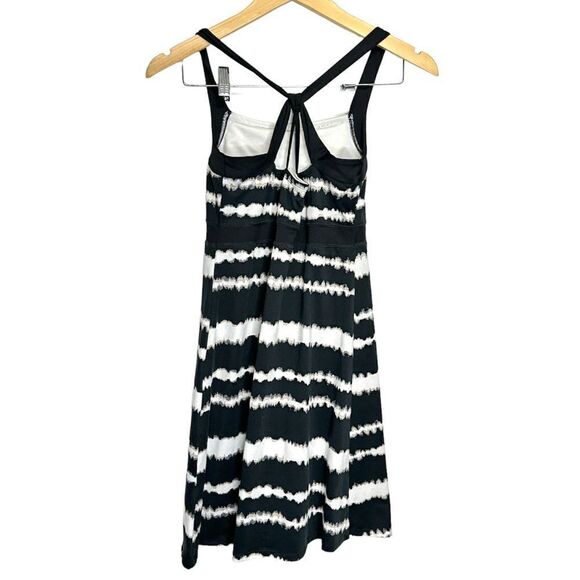 SOYBU Womens Striped Jersey Shelf Bra Sheath Dress Black White Size Small - Picture 2 of 5